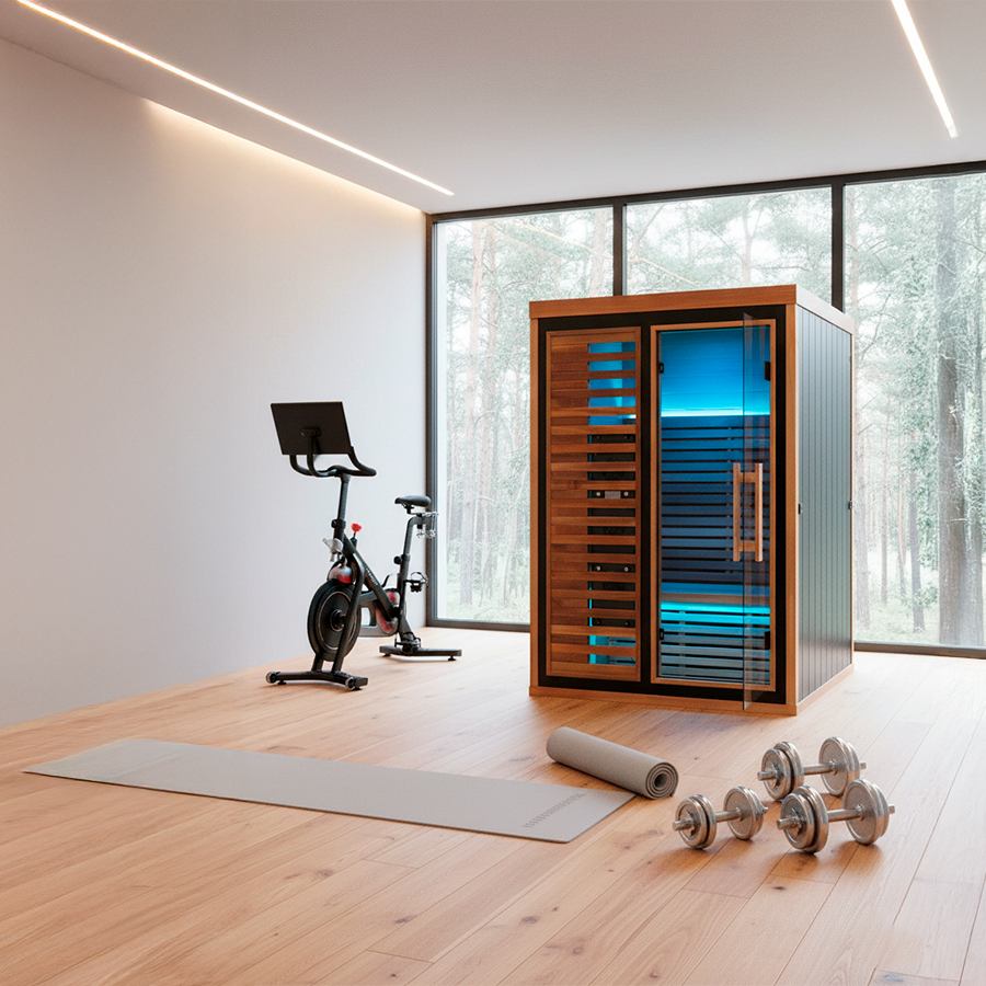 Fuji 2-Person Full Spectrum Infrared Sauna with Full-Body Medical-Grade Red Light Therapy & Smart WiFi App Control