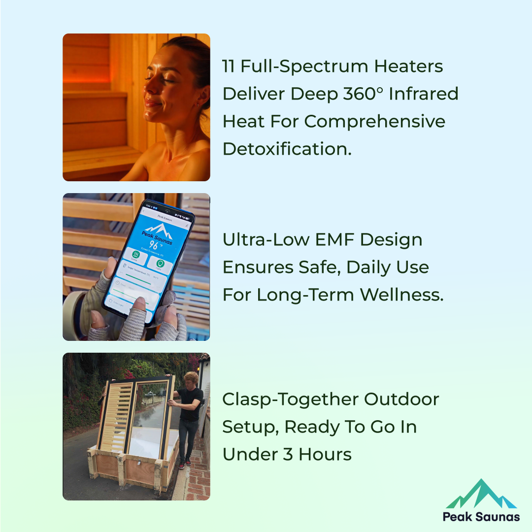 Kilimanjaro 5-Person Outdoor Full Spectrum Infrared Sauna with Full-Body Medical-Grade Red Light Therapy and Smart WiFi App Control