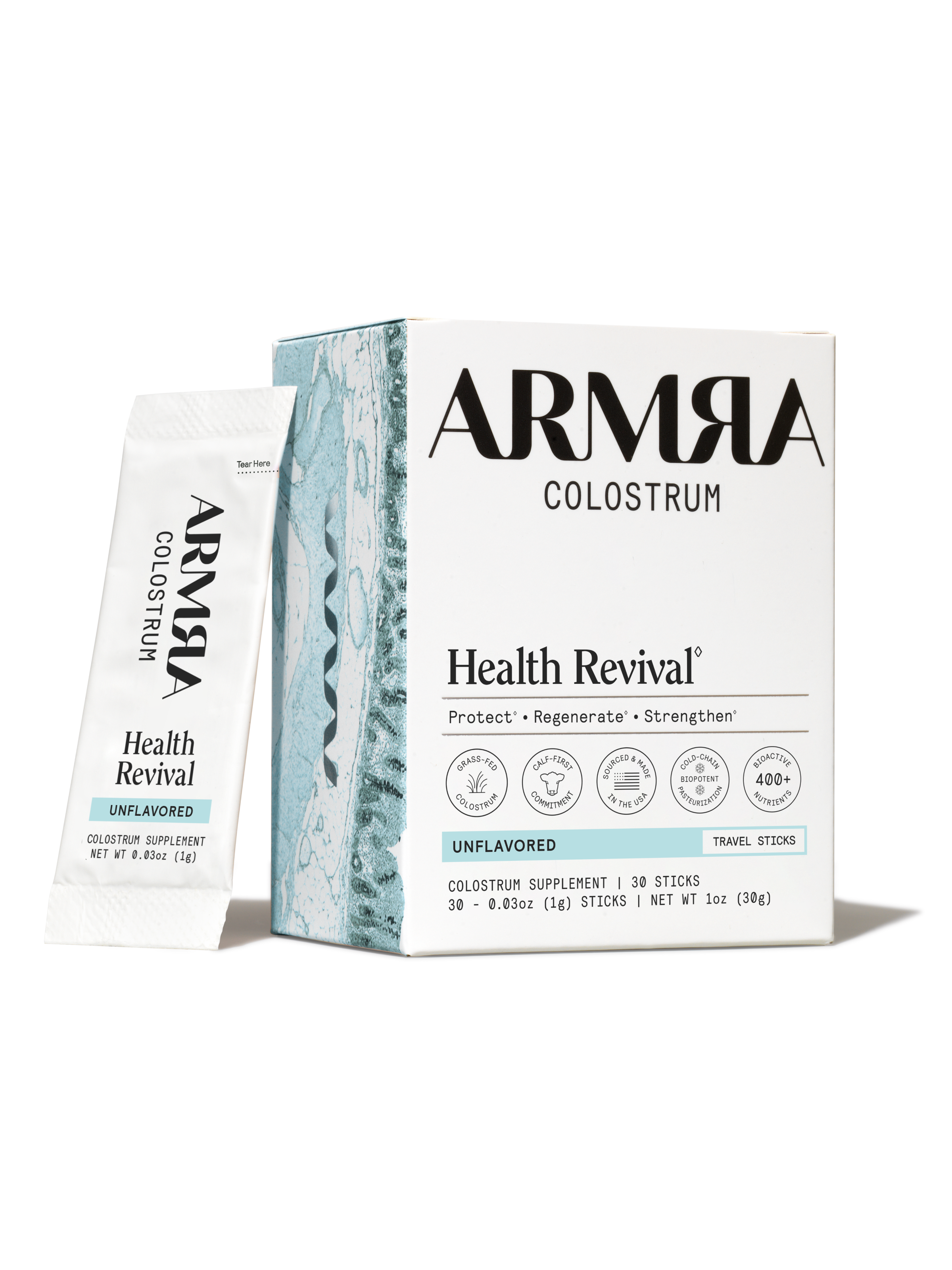 ARMRA Colostrum Unflavored Travel Sticks (30 Servings)