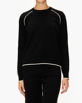 Monrow Light Soft Knit Sweater With Contrast Piping