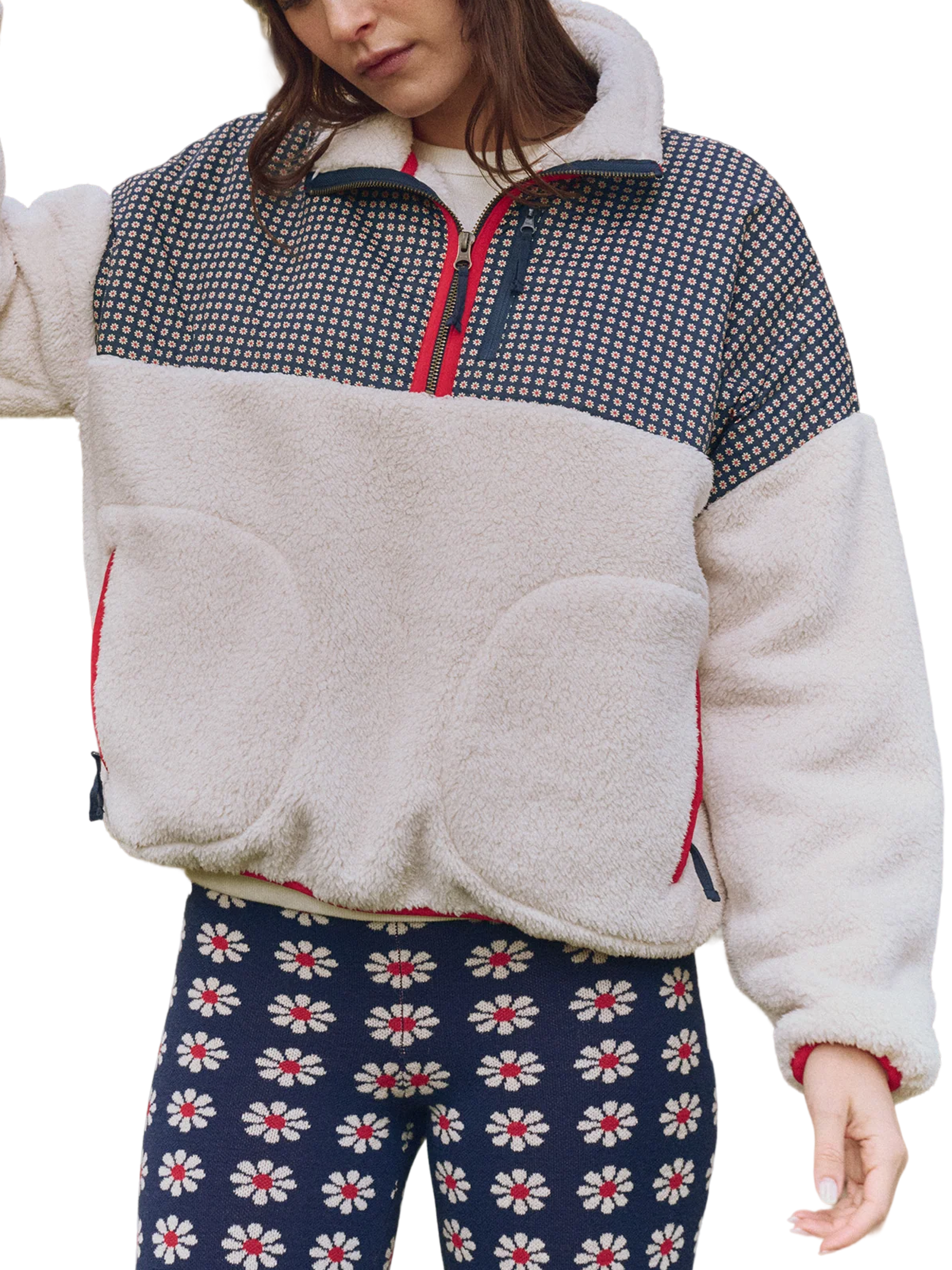 The Great The Print-Mix Plush Terrain Half Zip