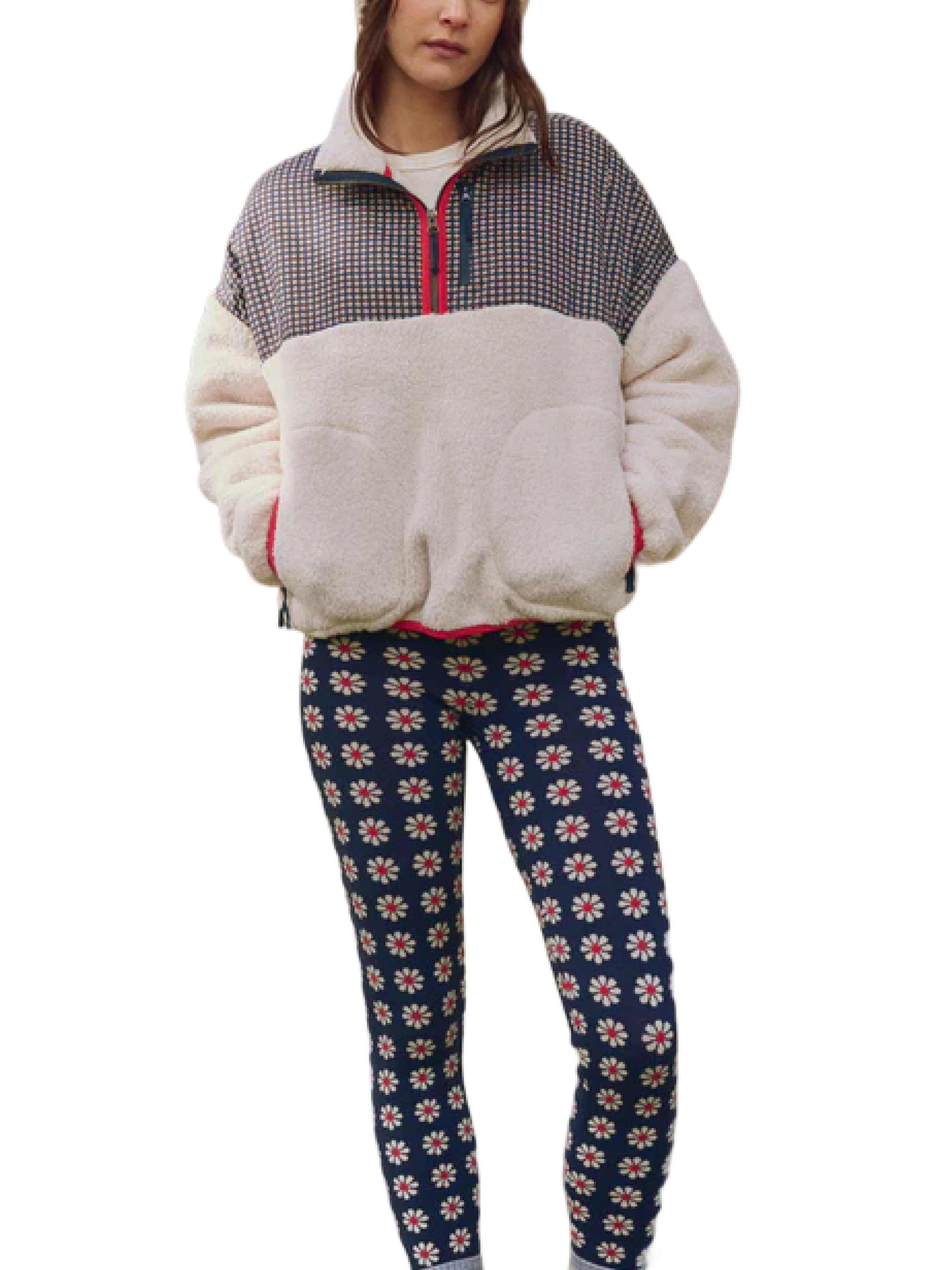 The Great The Print-Mix Plush Terrain Half Zip