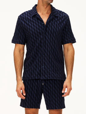 Frescobol Carioca Roberto Terry Shirt Short Sleeve Listra Jacquard