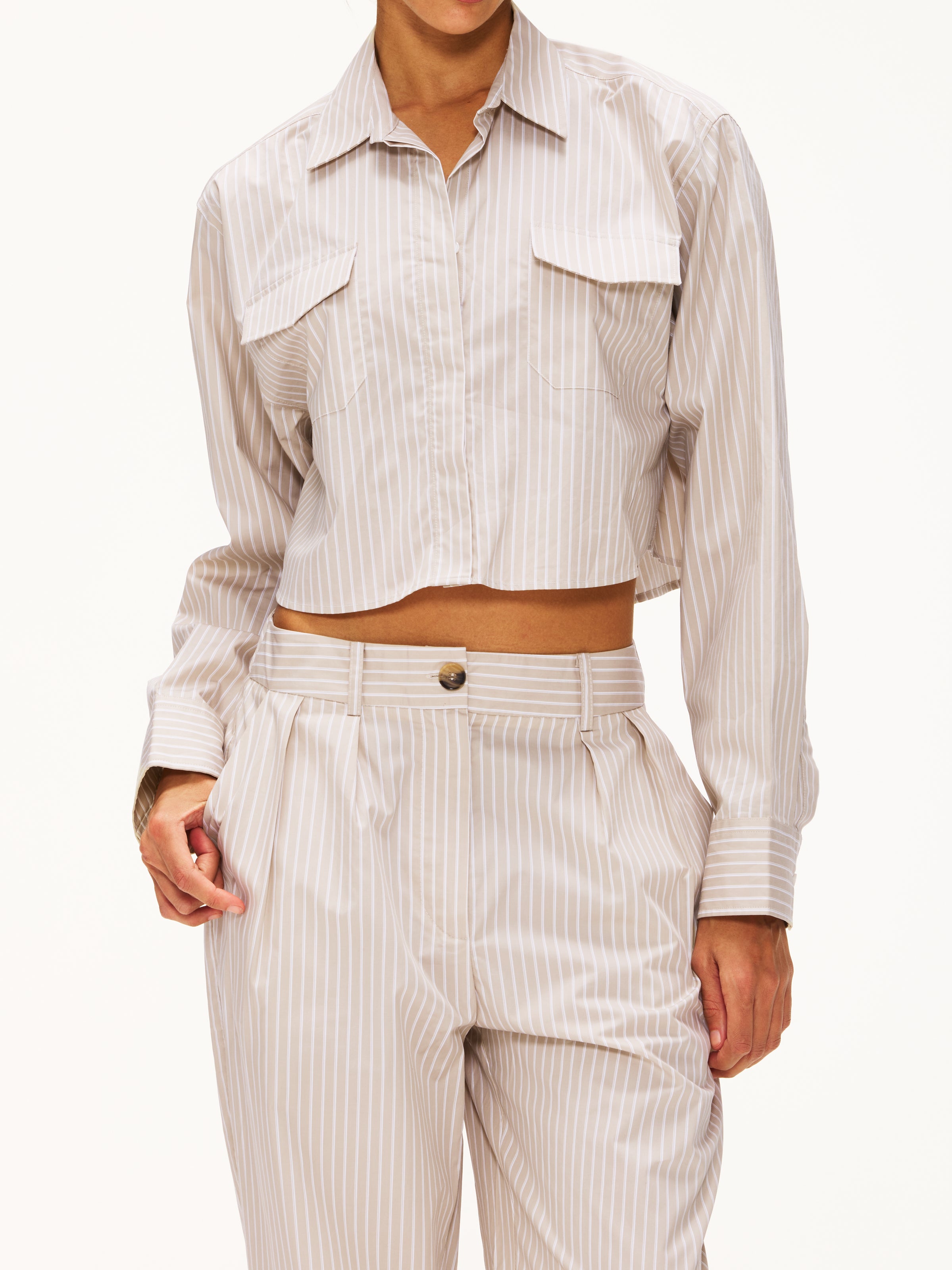 Lune Jada Striped Cropped Blouse