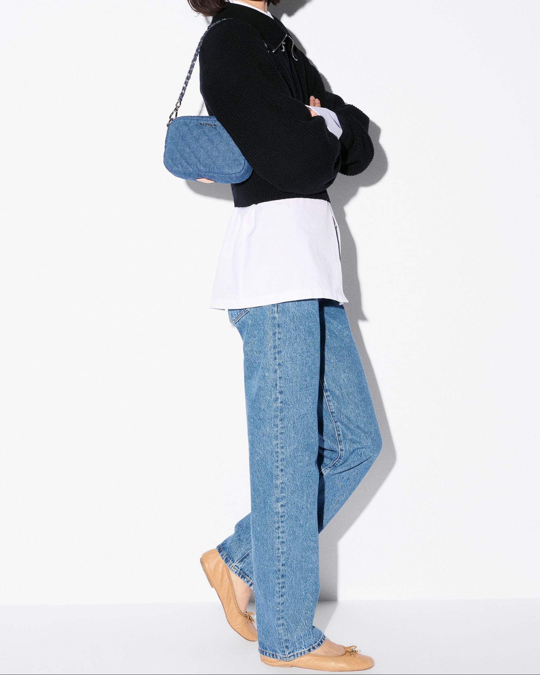 MZ Wallace Mini Crosby Quilted Denim Crossbody Bag