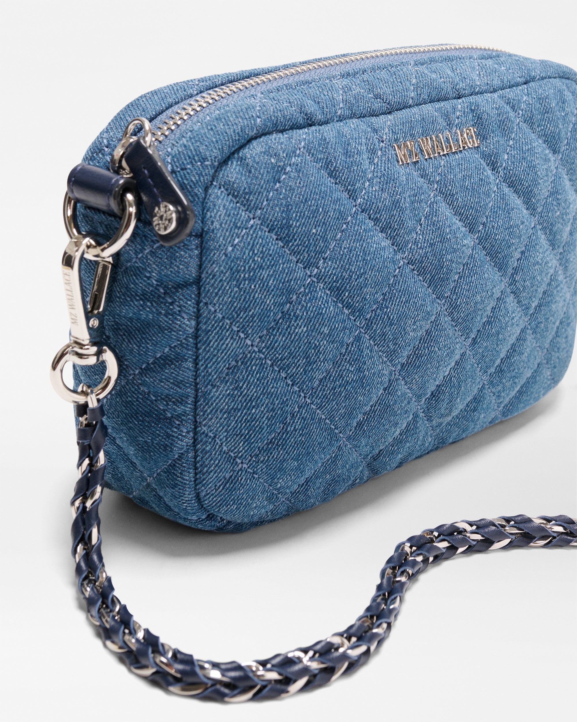 MZ Wallace Mini Crosby Quilted Denim Crossbody Bag