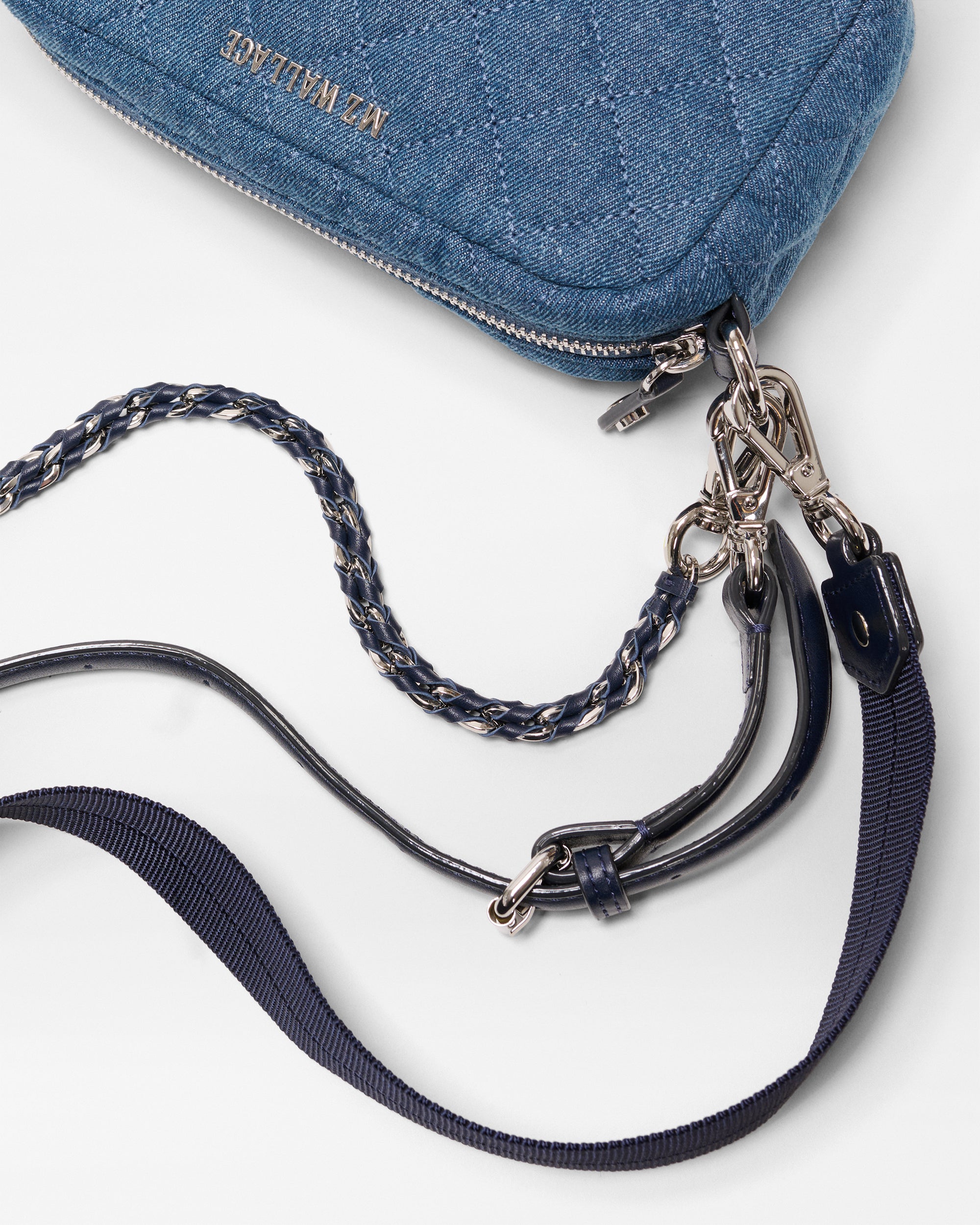 MZ Wallace Mini Crosby Quilted Denim Crossbody Bag