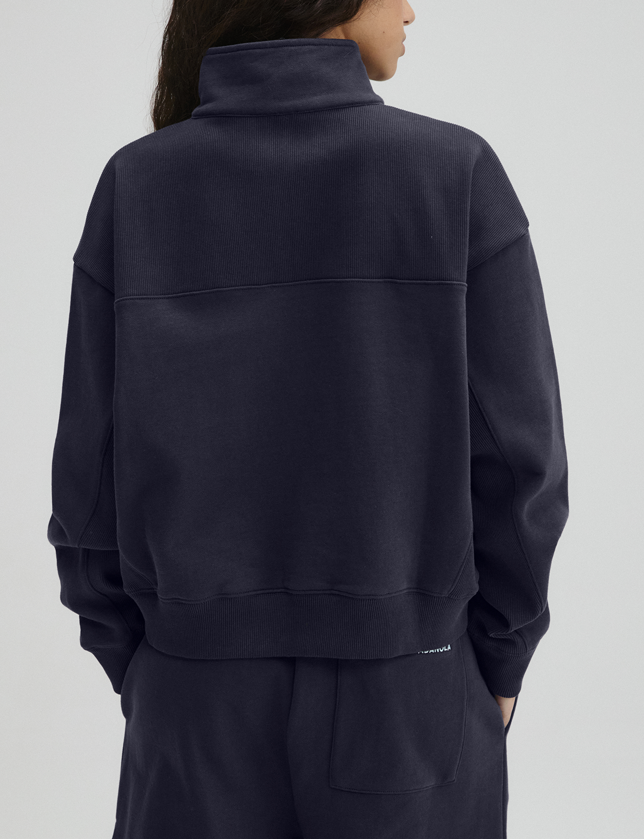 Adanola Ribbed Panel Funnel Neck Sweatshirt