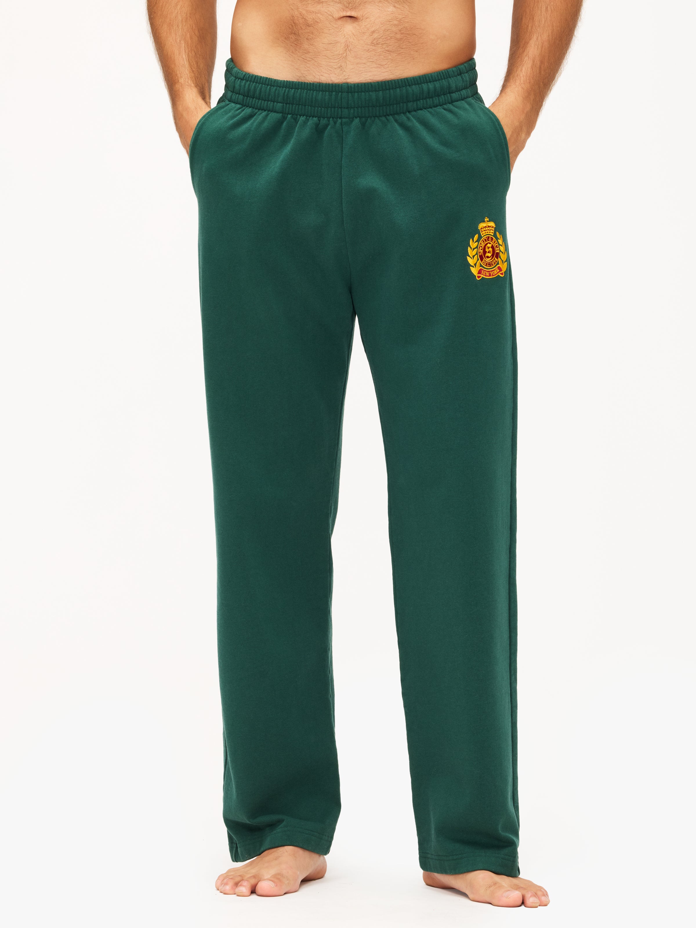 Sporty & Rich Ny Crest Embroidered Wide Sweatpant