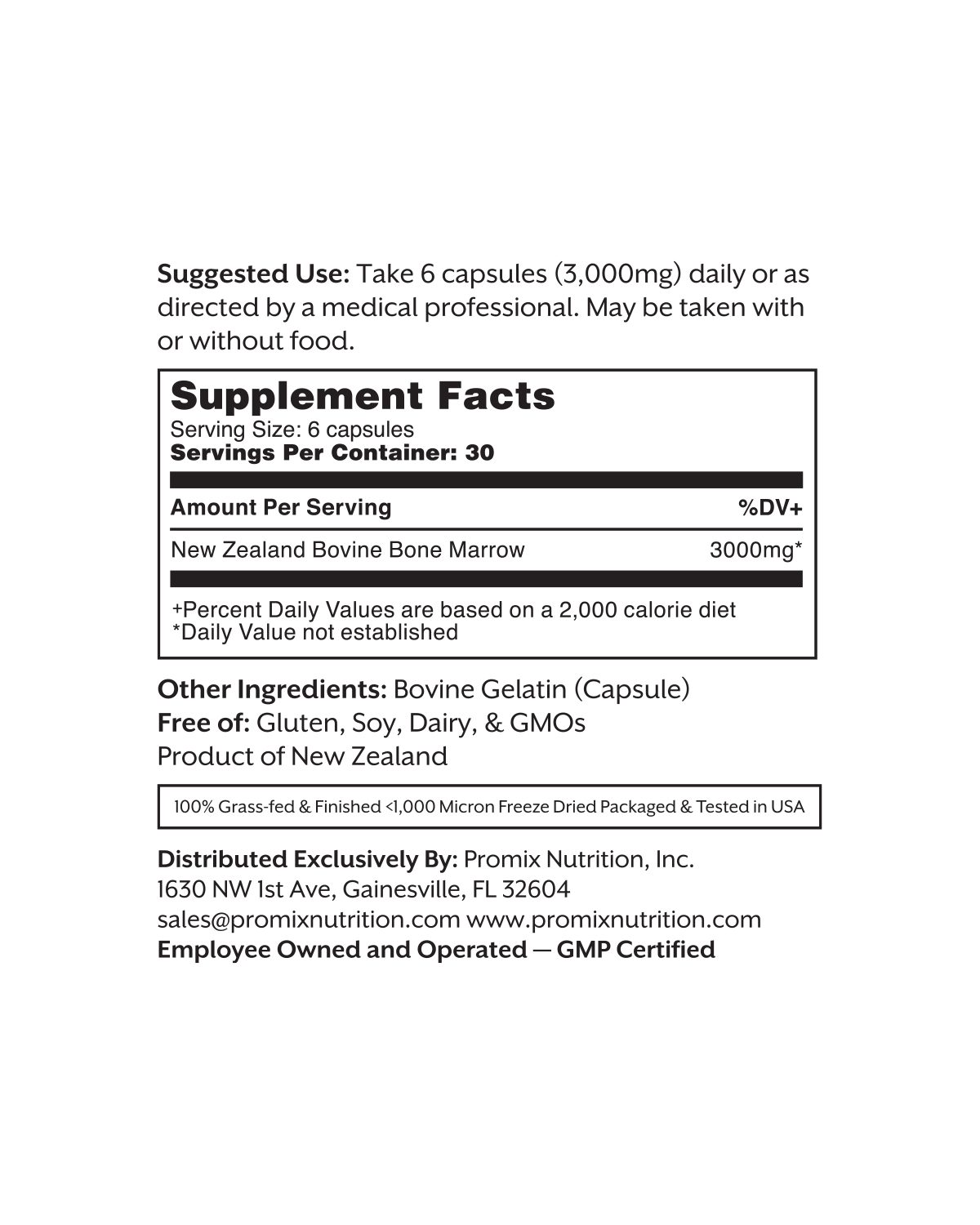 Promix Nutrition Promix Raw Bone Marrow Capsules