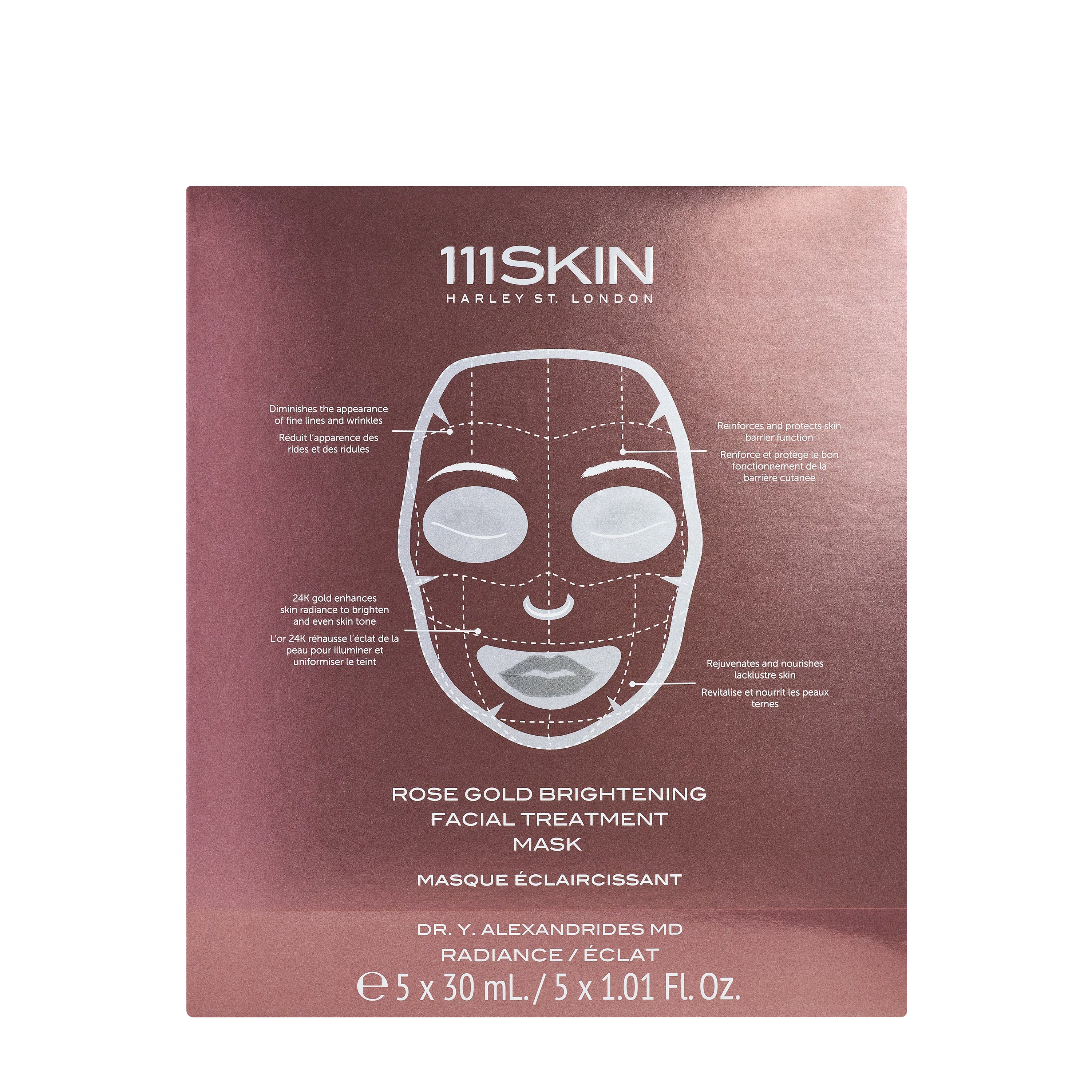 111Skin Rose Gold Brightening Facial Treatment Mask Box