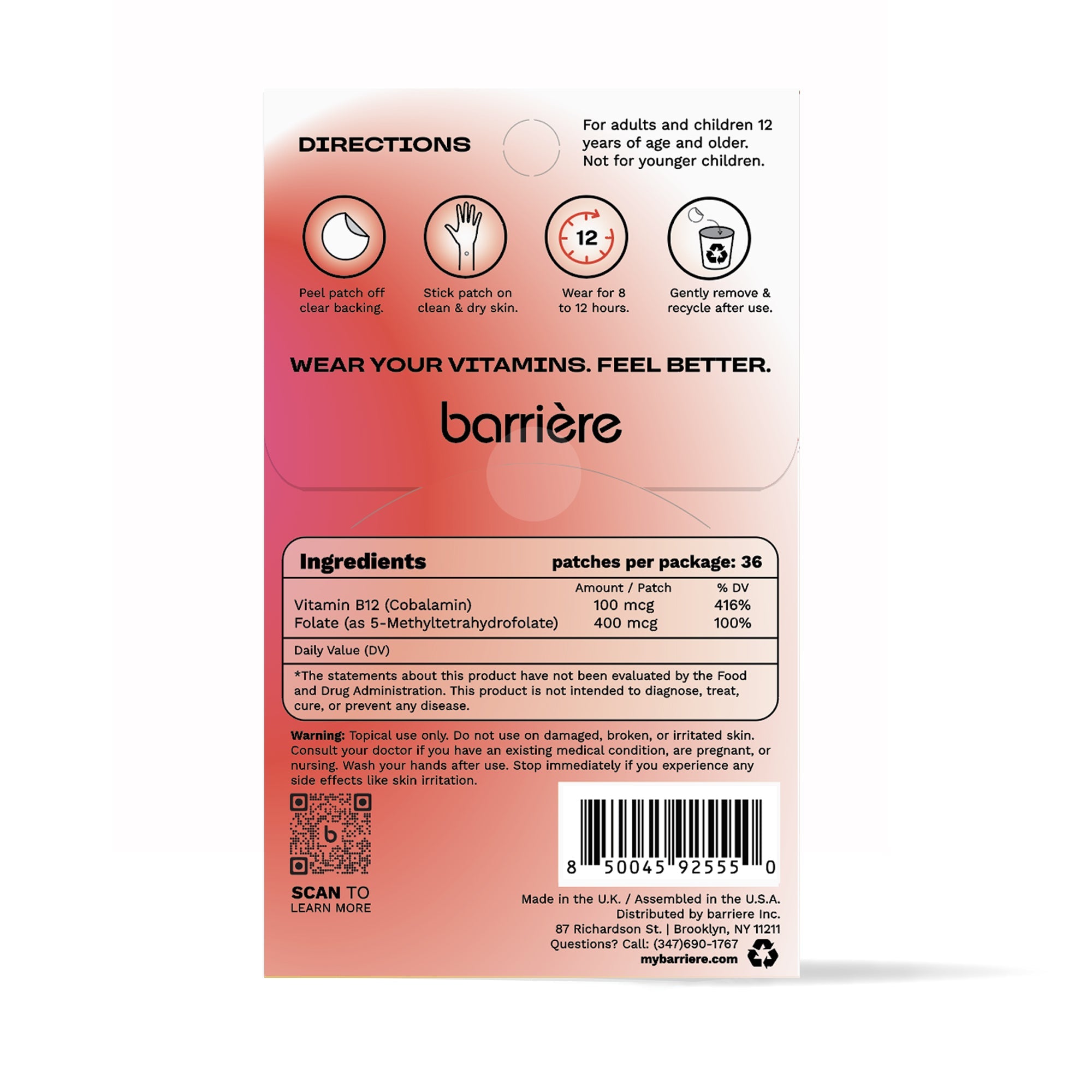 barrière Vitamin B12 Patch