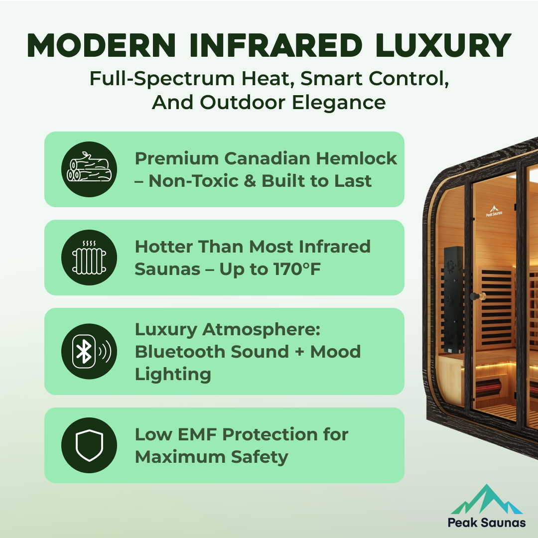 El Capitan 4-Person Outdoor Full Spectrum Infrared Sauna with Full-Body Medical-Grade Red Light Therapy and Smart WiFi App Control