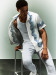 Frescobol Carioca Roberto Silk Shirt Short Sleeve Box Wave Print