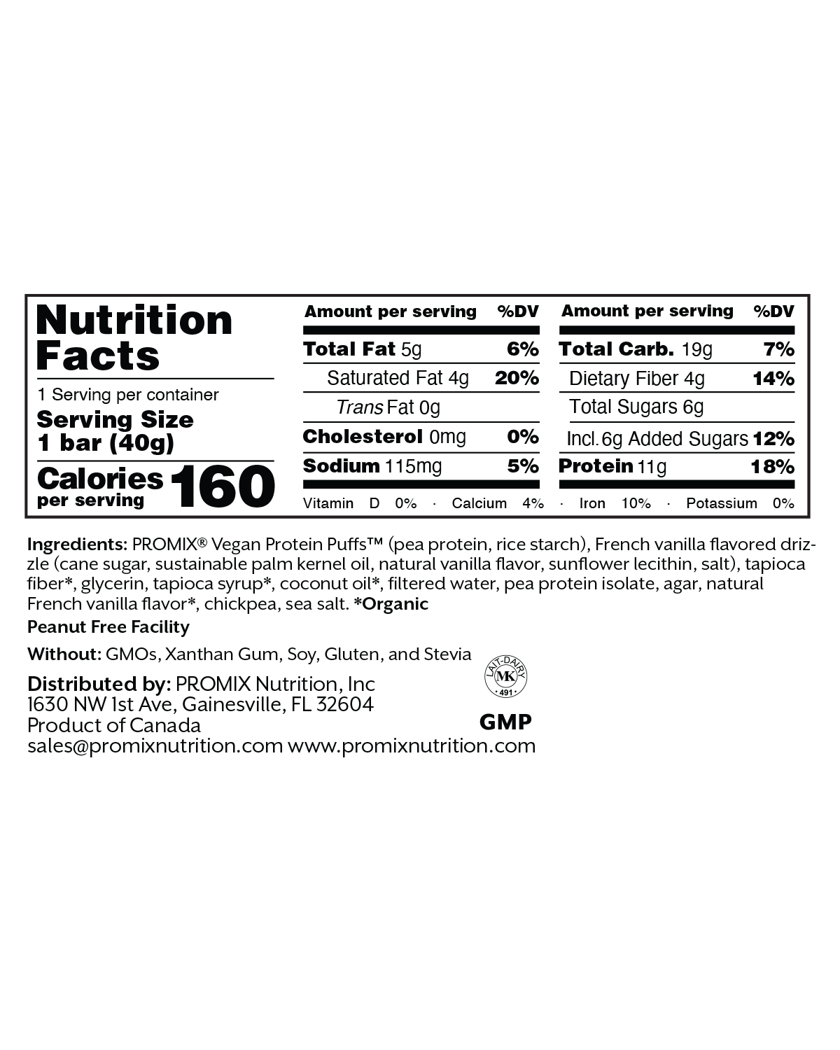 Promix Nutrition Vanilla Plant Protein Puff Bars