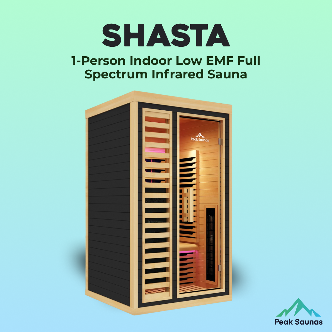 Shasta 1-Person Full Spectrum Infrared Sauna with Full-Body Medical-Grade Red Light Therapy & Smart WiFi App Control