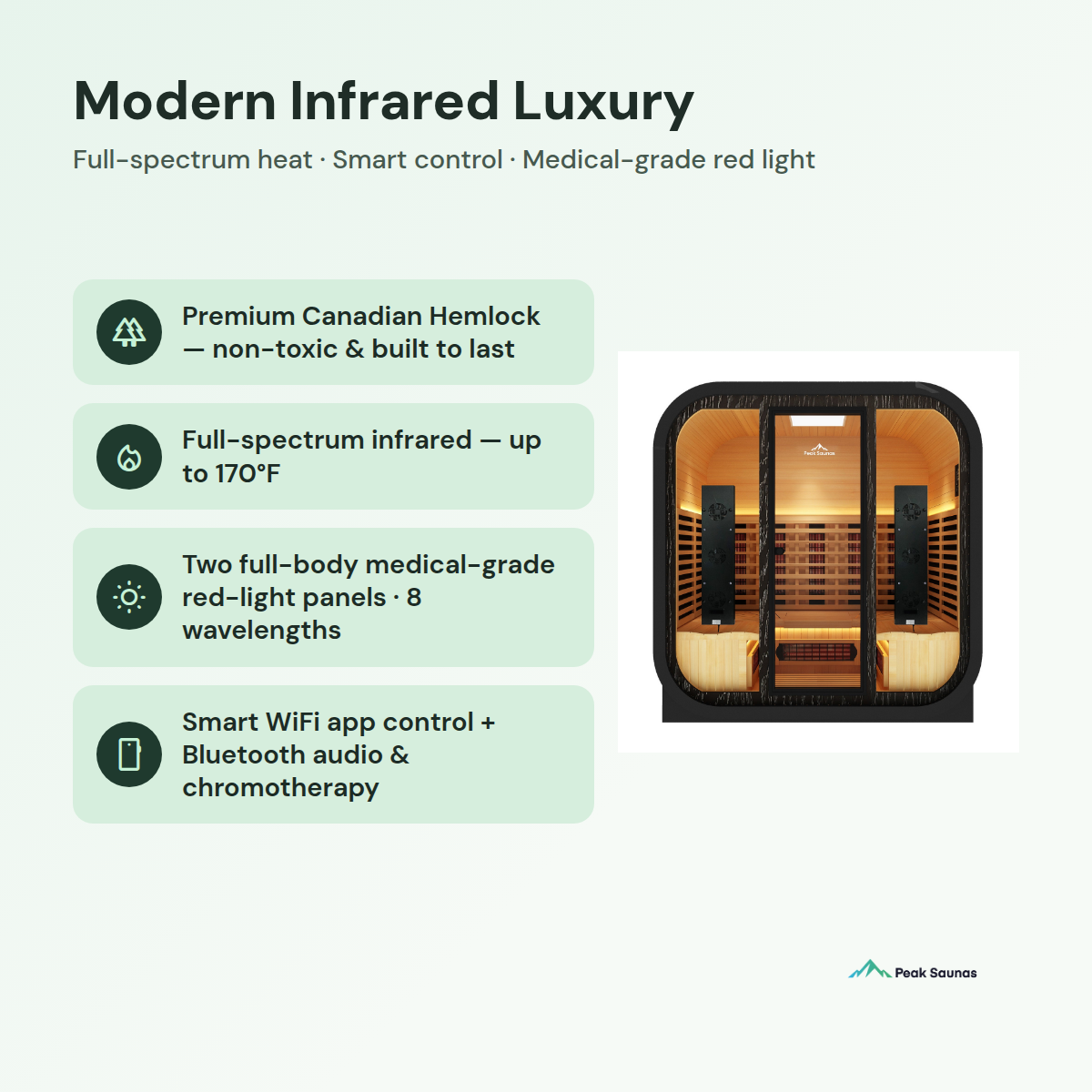 Peak El Capitan 4-Person Outdoor Full Spectrum Infrared Sauna