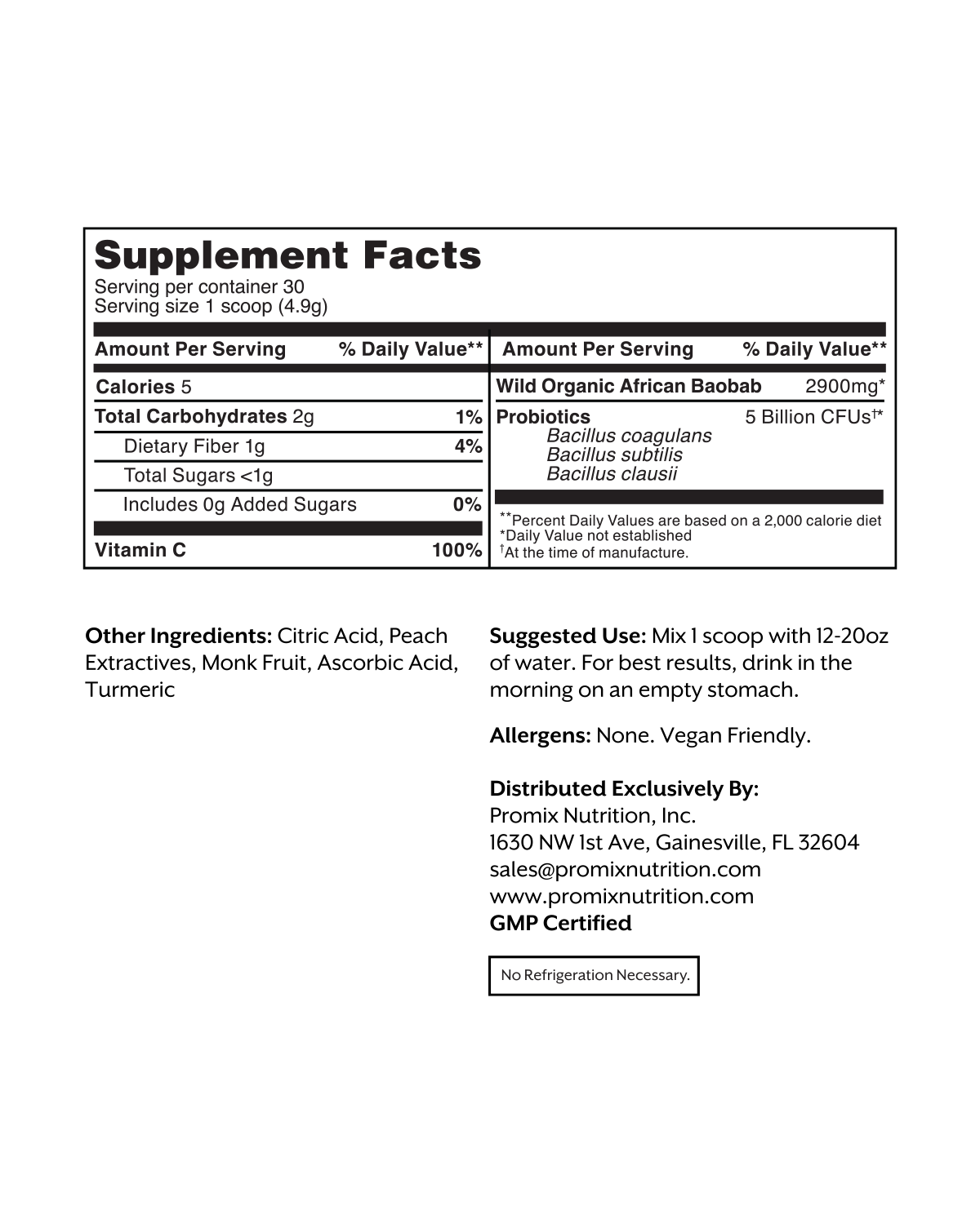 Promix Nutrition White Peach Debloat: Prebiotic + Probiotic