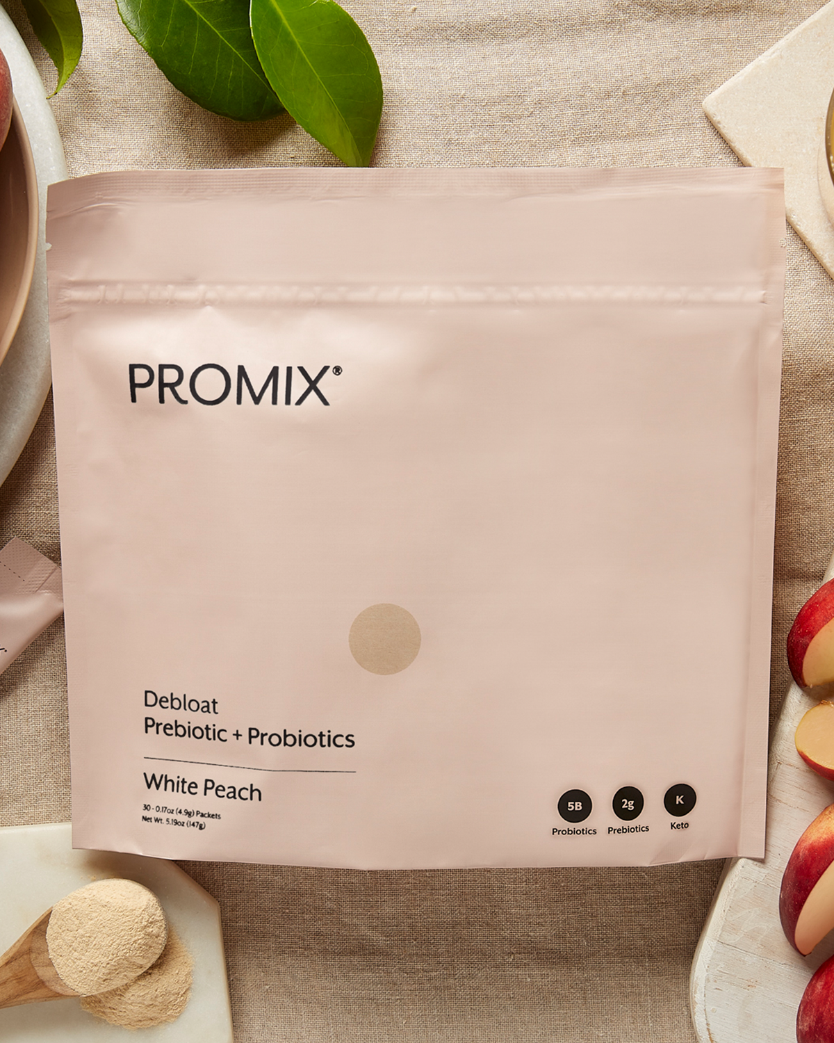 Promix Nutrition White Peach Debloat: Prebiotic + Probiotic