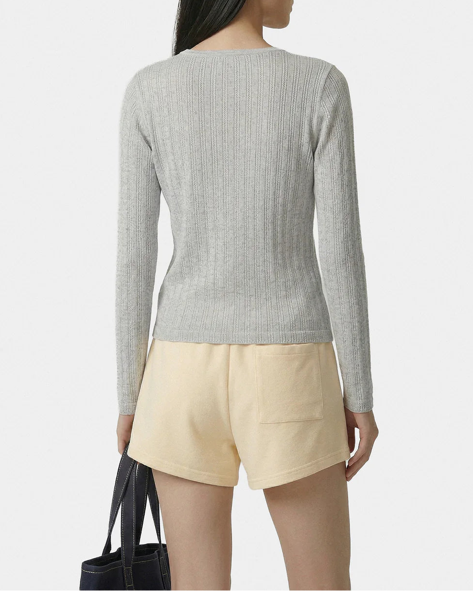 Sporty & Rich Signature Logo Pointelle Cardigan