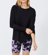 MONROW LONG SLEEVE EX-BOYFRIEND POCKET CREW